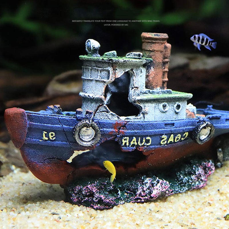 SLOCME Aquarium Large Shipwreck Decorations - Fish Tank Lifelike Ship Decorï¼ŒResin Material Large Pirate Ship Decor - Image 4